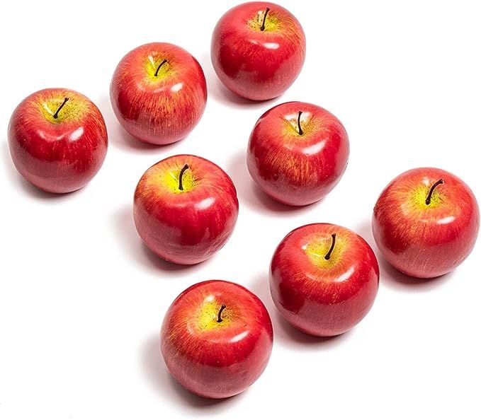 Juvale Red Artificial Apples, Faux Fruit Decor (2.5 in, 8 Pack) | Amazon (US)