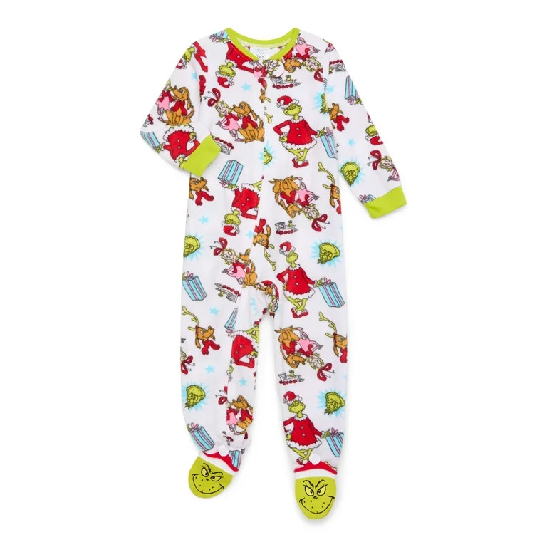 Character Toddler Christmas Fleece One-Piece Sleeper, Sizes 12M-5T | Walmart (US)