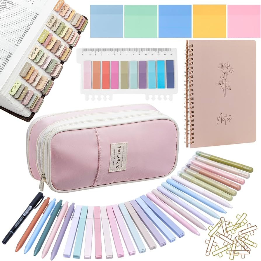 Bible Study Supplies, Bible Journaling Kit for Women with Journal, Pen Case, Tabs, Highlighters a... | Amazon (US)