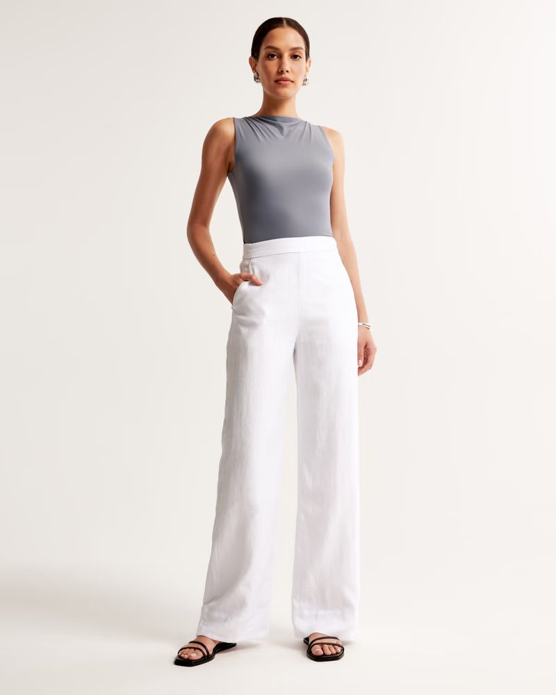 Clean Waist Premium Linen Trouser | Abercrombie & Fitch (US)