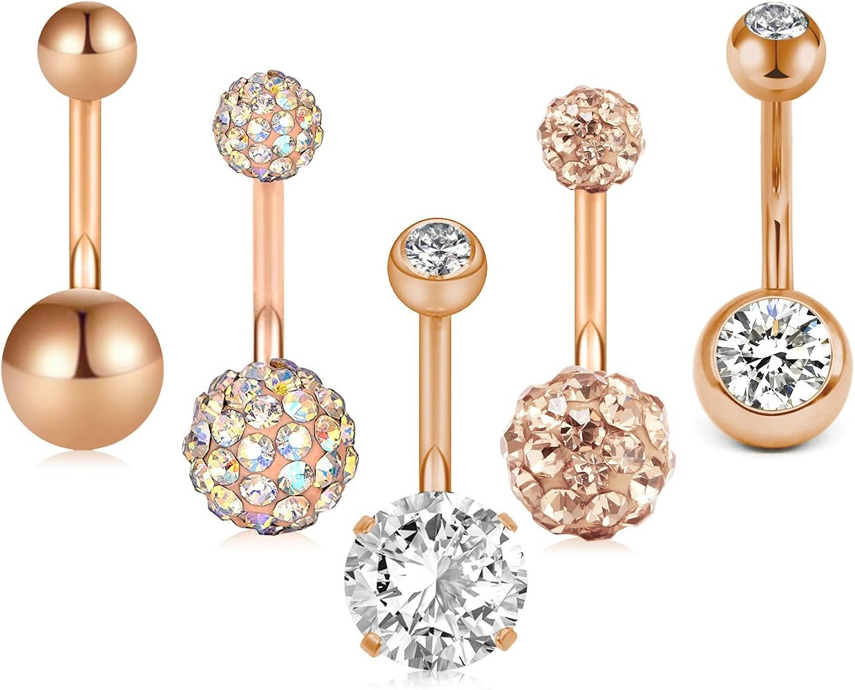 D.Bella 8Pcs Short Belly Button Rings 14G Stainless Steel for Women Girls Navel Belly Rings Cryst... | Amazon (CA)