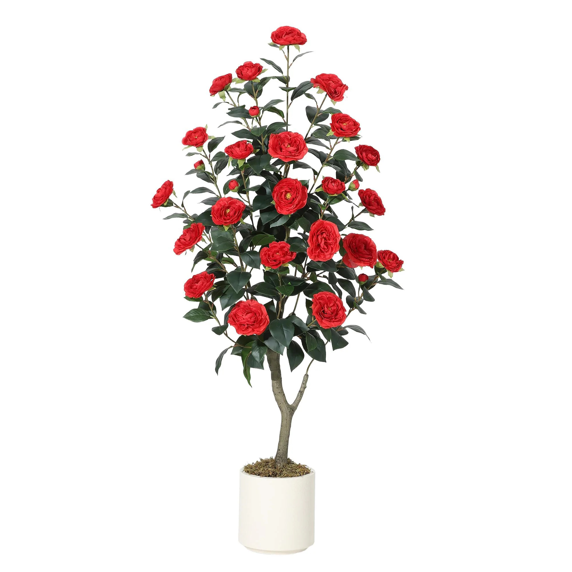 Garvee 4FT Artificial Camellia Tree with Flowers Faux Plant for Indoor Outdoor Decor Realistic Low Maintenance Potted Plant for Home Office Patio | Lowe's