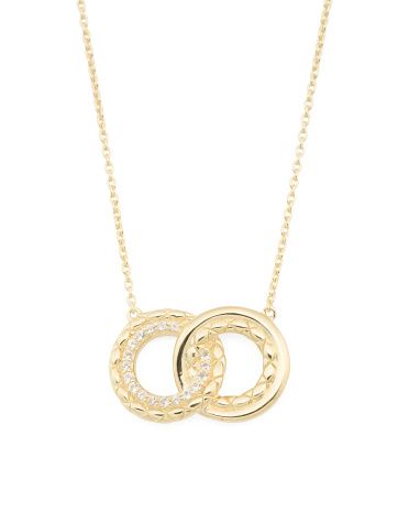 14kt Gold Plated Aura Interlocking White Topaz Necklace | TJ Maxx