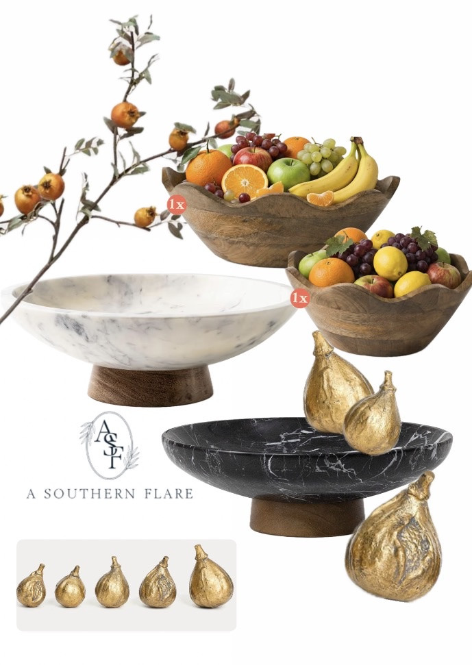 stylish marble fruit bowls! Perfect for any decor. #HomeDecor #KitchenInspo