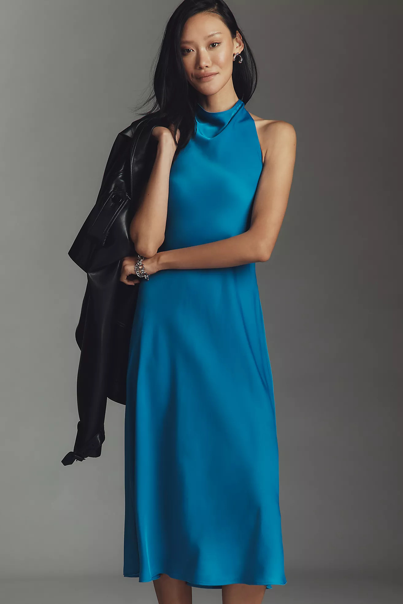 Maeve Cowled Halter Open-Back Midi Dress | Anthropologie (US)