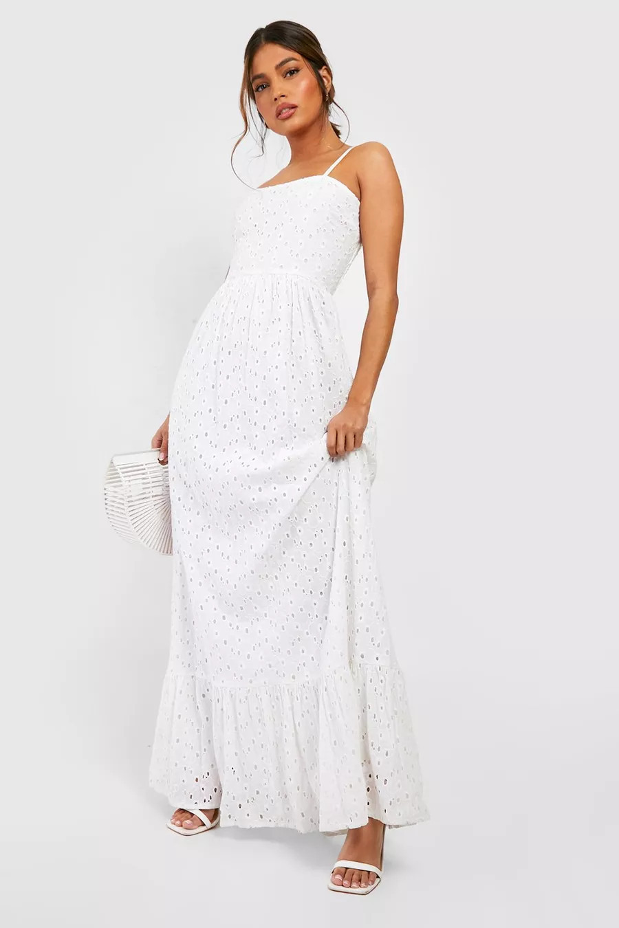 Premium Broderie Ruffle Hem Maxi Dress | Boohoo.com (US & CA)