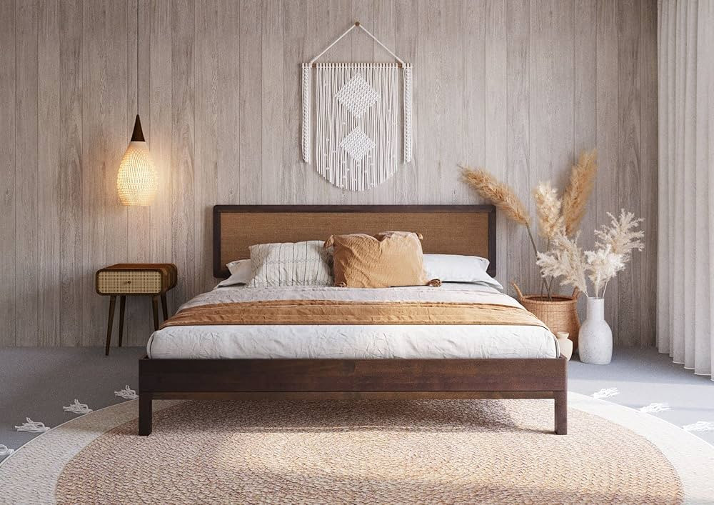 Bme Nipe (New) 14 Inch Deluxe Bed Frame with Adjustable Headboard - Rustic & Bohemian Unique Styl... | Amazon (US)
