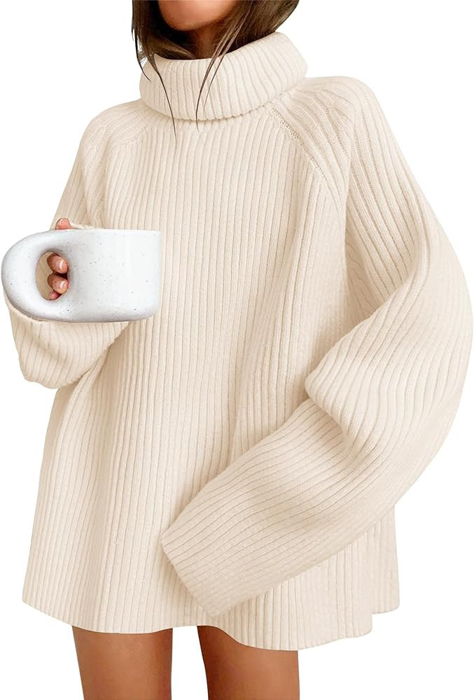 ZESICA Women's 2024 Winter Sweaters Oversized Turtleneck Long Sleeve Chunky Knitted Tunic Pullove... | Amazon (US)