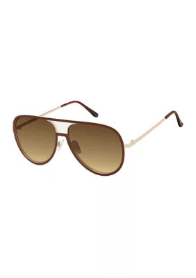 Vince Camuto Women's Aviator Metal Tipped Sunglasses, Brown | Belk