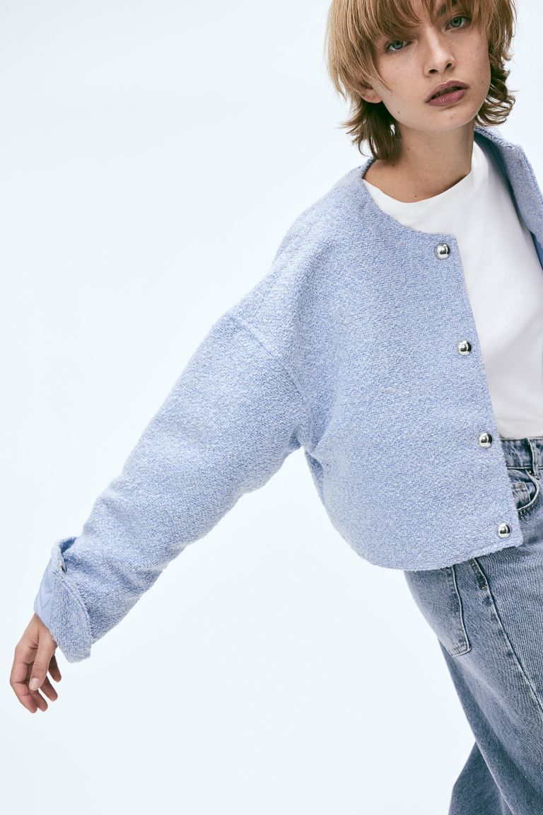 Oversized Button-front Jacket - Light blue - Ladies | H&M US | H&M (US + CA)