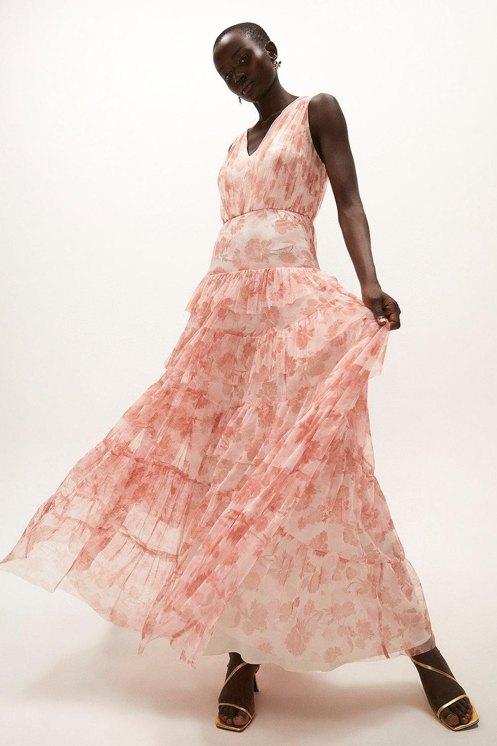 Printed Tulle Tiered Maxi Dress | Coast (UK)