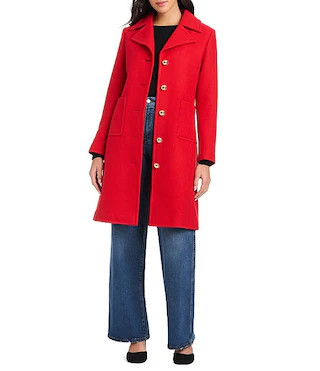 kate spade new york Wool Blend Notch Collar Long Sleeve Relaxed Fit Single Breasted Coat | Dillar... | Dillard's
