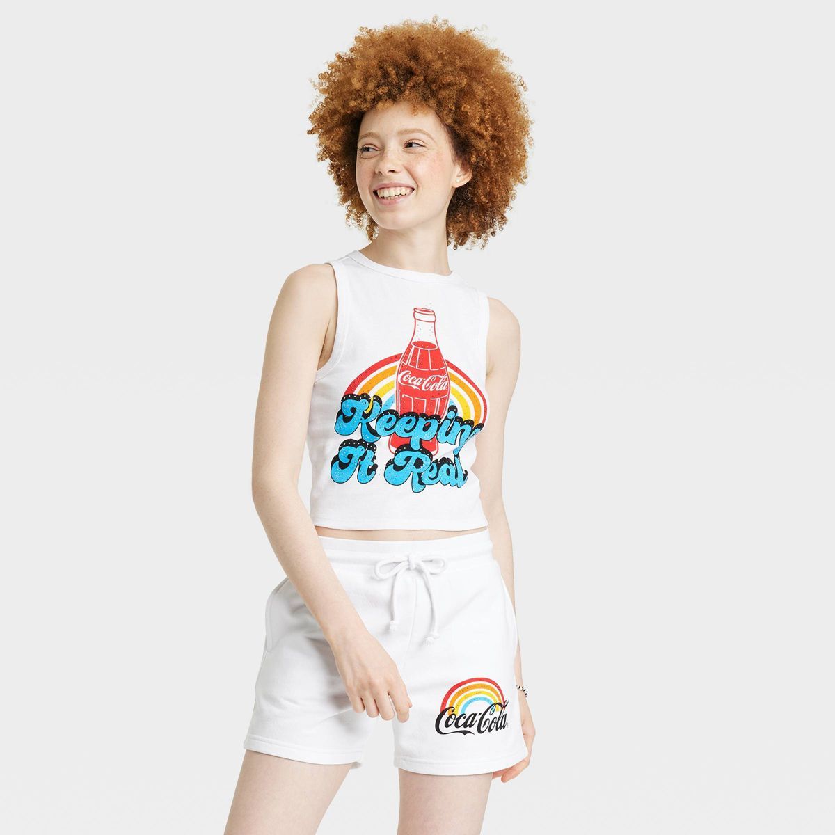 Women's Coca-Cola Keeping It Real Graphic Tank Top - White | Target