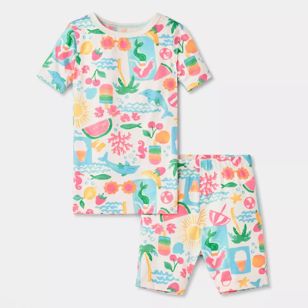 Toddler 2pc Short Sleeve Smooth Jersey Snug Fit Pajama Set - Cat & Jack™ Green 2T | Target