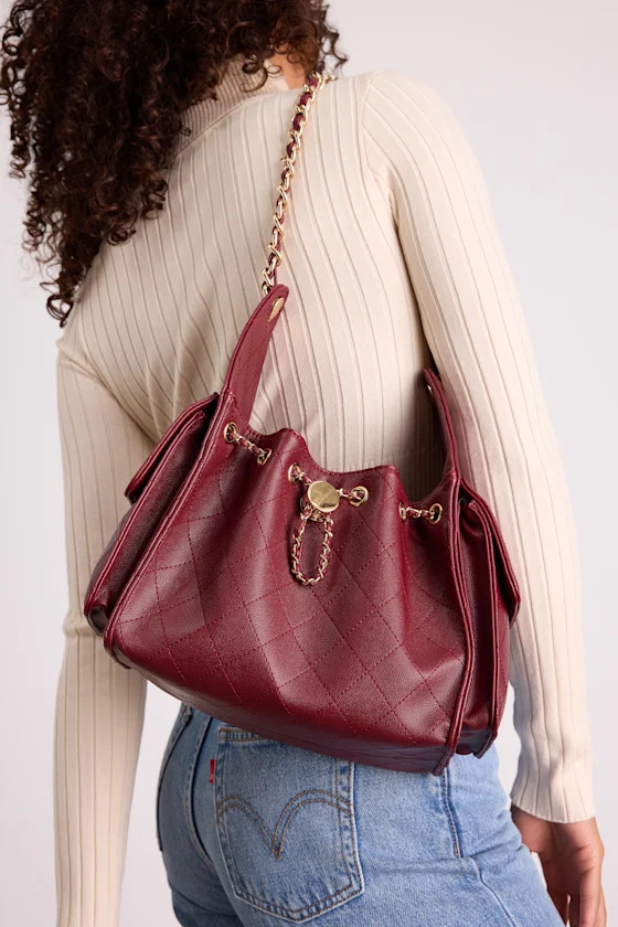 Mianca Burgundy Quilted Cinched Handbag | Lulus