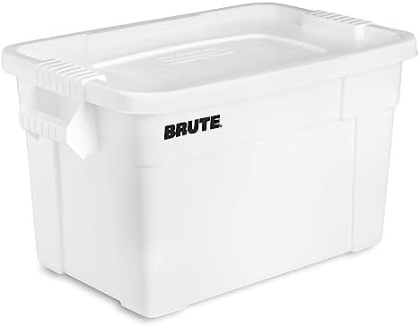 Rubbermaid Commercial Products BRUTE Tote Storage Container with Lid-included, 20-Gallon, White, ... | Amazon (US)