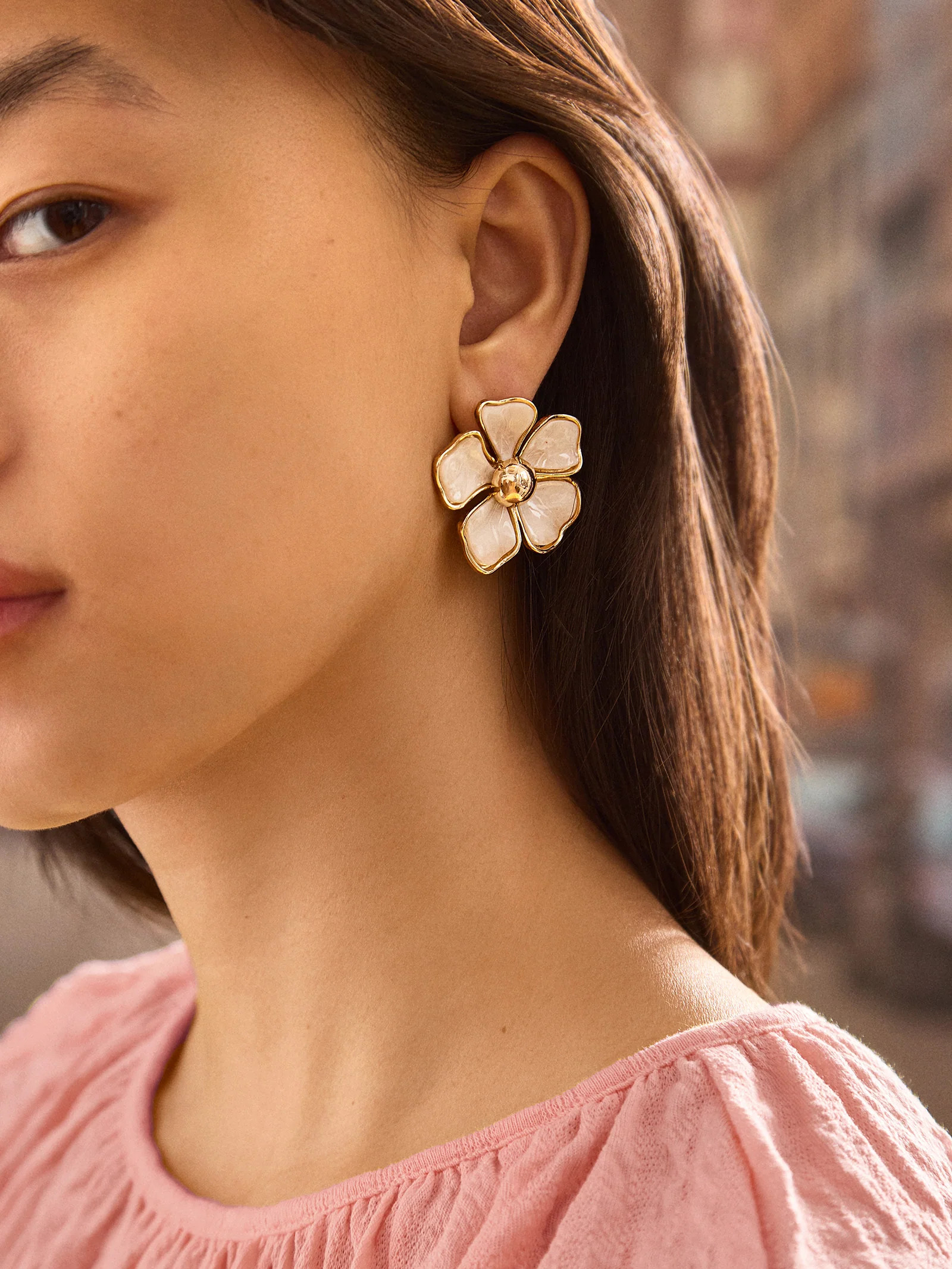 Baby Bloomer Earrings - White/Gold | BaubleBar (US)