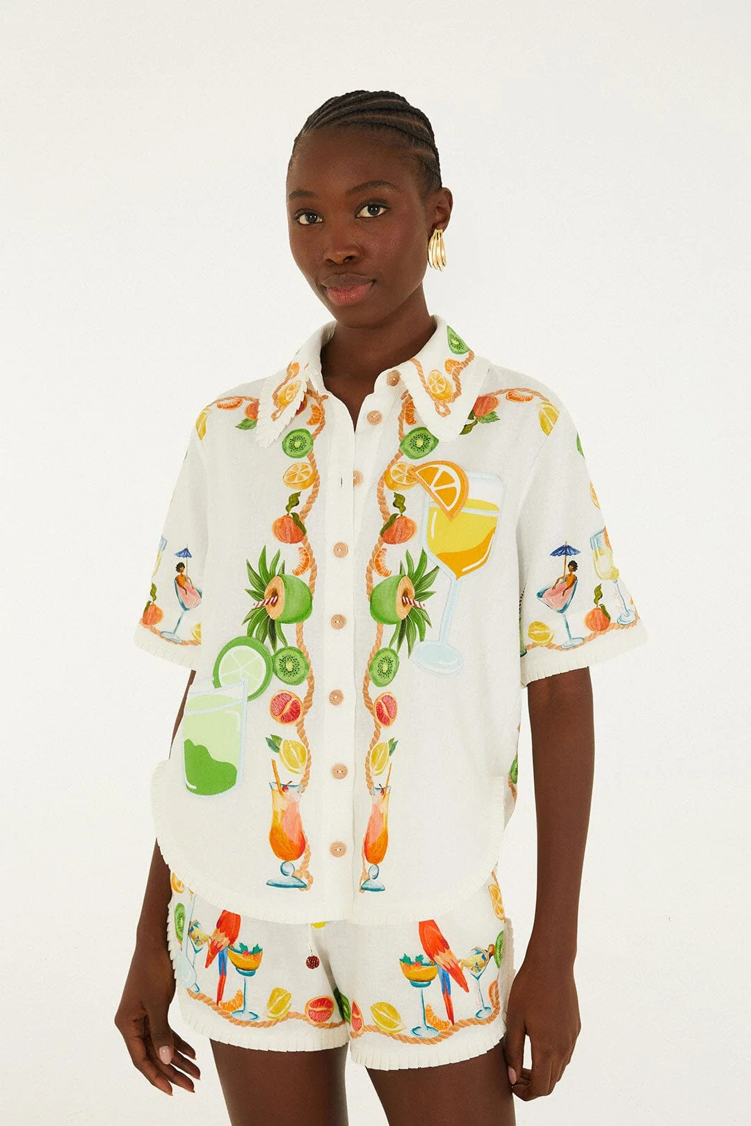 Biricutico Scarf Off-White Short Sleeve Shirt | FARM Rio | Farm Rio EU