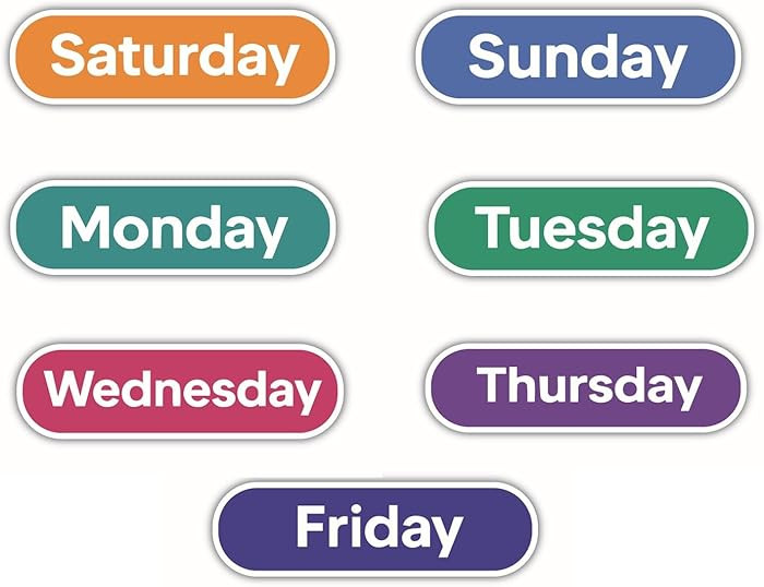 WSQ Days of the Week Vinyl Stickers (Set of 2) — 4" Each — Waterproof, Weather-Resistant — ... | Amazon (US)