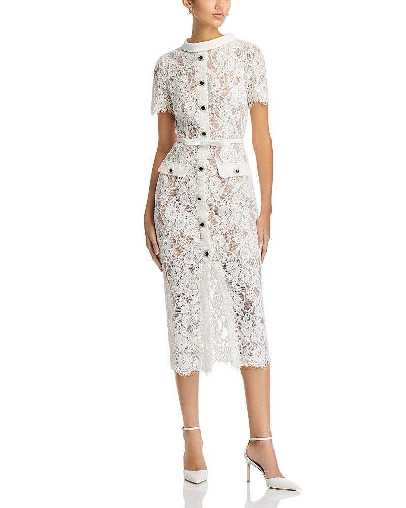 Self-Portrait White Lace Button Midi Dress | Bloomingdale's (US)