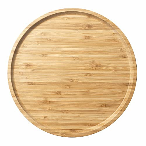Bamboo Serving Platter, Round Wood Tray, Wooden Serving Tray, Fruit, Bread, Salad Plate, Round Wood Charcuterie Board, 11.8 inch | Amazon (US)