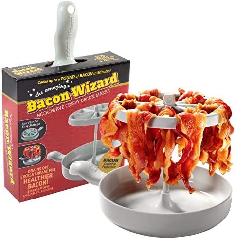 Microwave Bacon Cooker - The Amazing Bacon Wizard Cooks up to 1LB of Bacon At Once - Fat Drops Of... | Amazon (US)