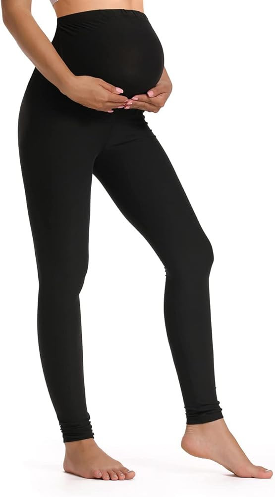 Foucome Women's Maternity Leggings Over The Belly Pregnancy Active Workout Yoga Tights Pants | Amazon (US)