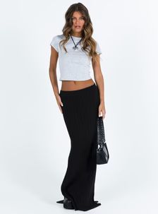 Santorini Knit Maxi Skirt Black | Princess Polly US