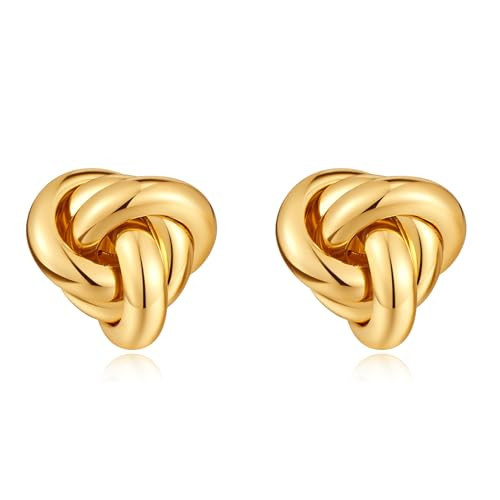 AOLIMI Golden Love Knot Stud Earrings for Women Cute Knot Earrings Hypoallergenic Earrings Jewelry | Amazon (US)