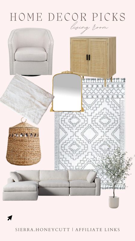 Living room decor, area rug, blanket baskets; sectional, cabinet, accent chair, minky blanket 

#LTKSeasonal #LTKhome