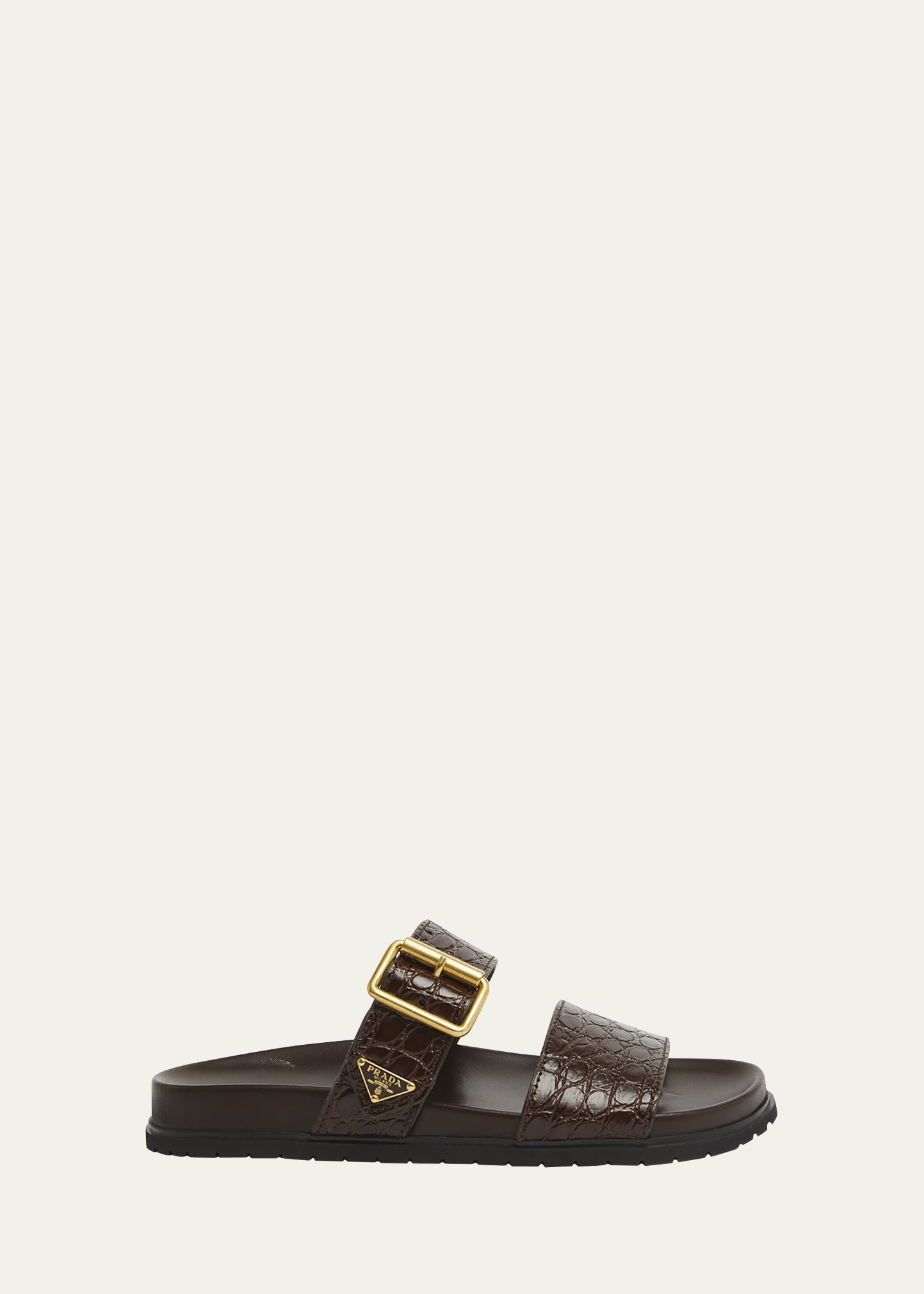 Prada Croco Buckle Dual-Band Comfort Sandals | Bergdorf Goodman