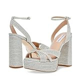 Steve Madden Women's Laurel Heeled Sandal, Silver, 9.5 | Amazon (US)