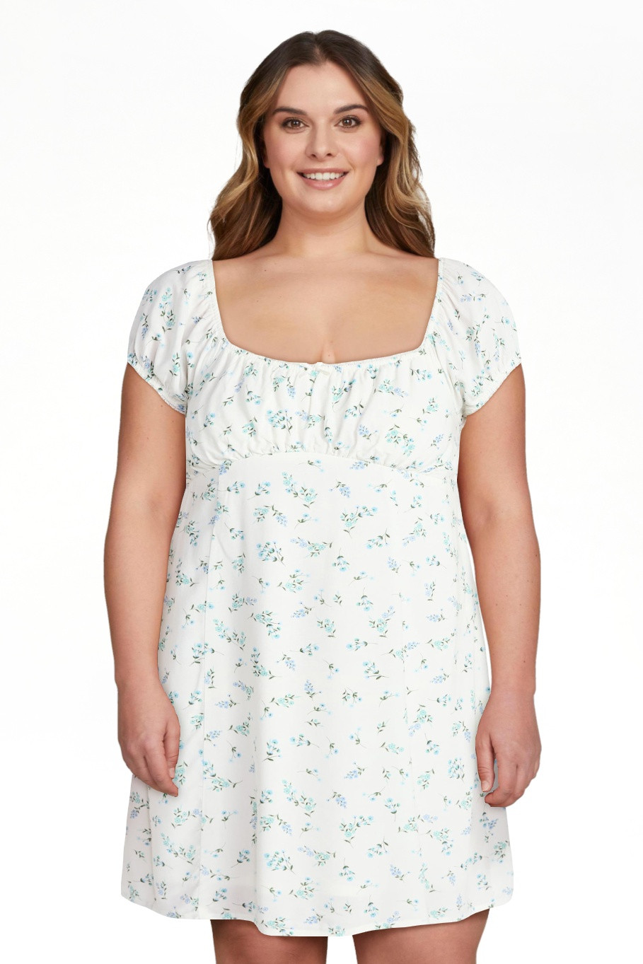 No Boundaries Fit and Flare Dress with Puff Sleeves, Women's XXS-XXL | Walmart (US)