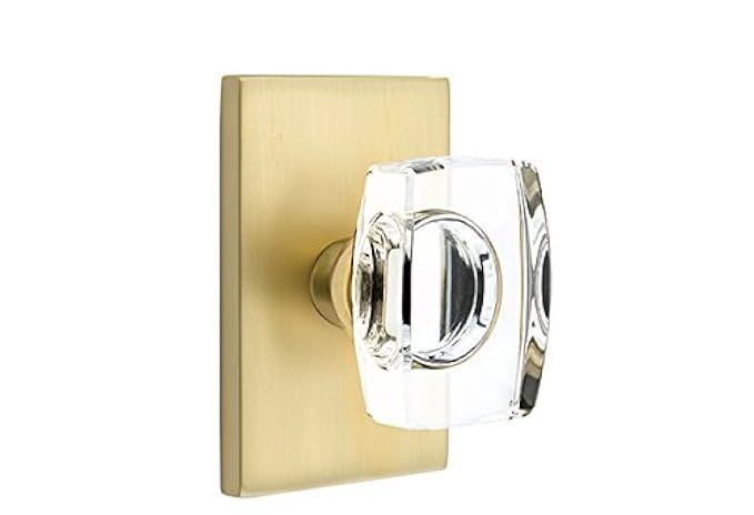 Passage Set, Modern Rectangle Rosette, Modern Windsor Crystal Knob, Satin Brass | Amazon (US)