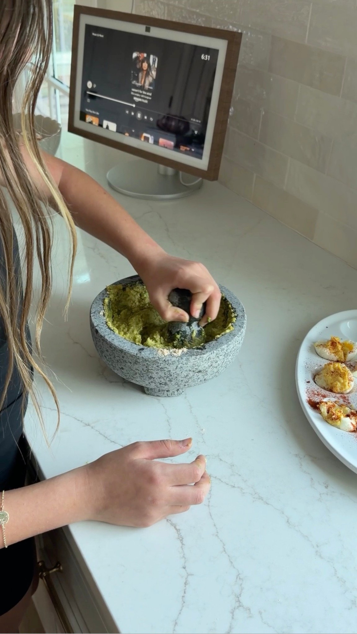 Granite molcajete & pestle. Outdoor hosting. Spring hosting. Spring table 

#LTKSeasonal #LTKmomlife #LTKHome