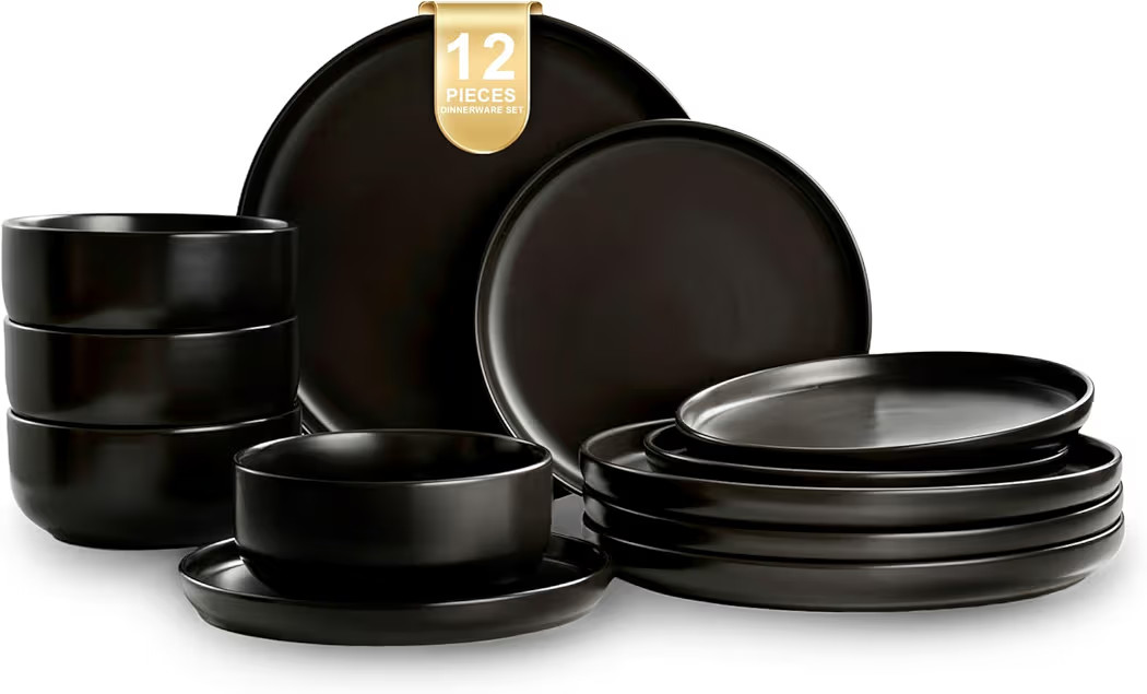 EWFEN Plates and Bowls Sets, Dinnerware Sets for 4, 12 Pieces Scratch Resistant Dishware Dishes S... | Amazon (US)