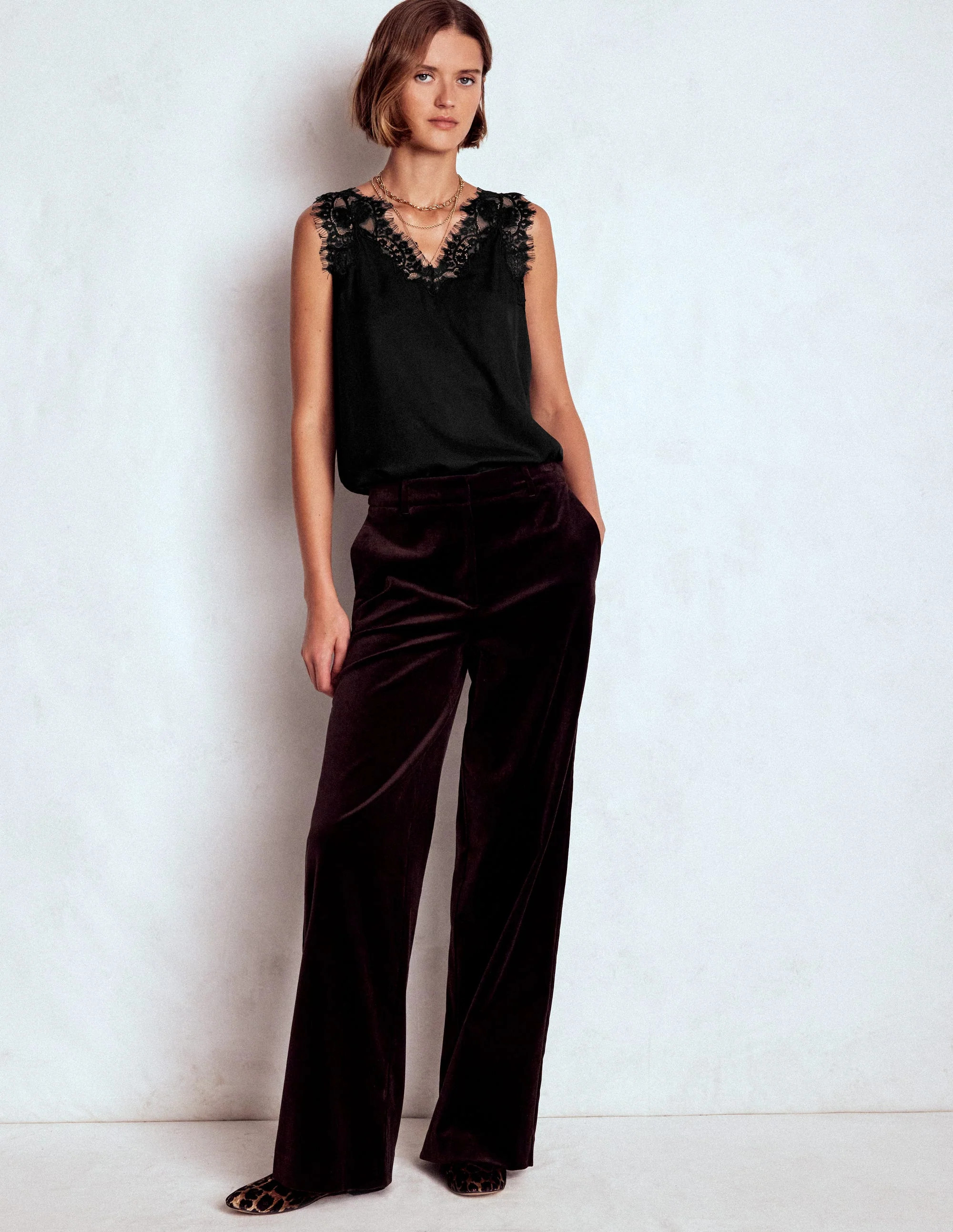 Silk-blend Lace Trim Cami Top-Black | Boden (US)