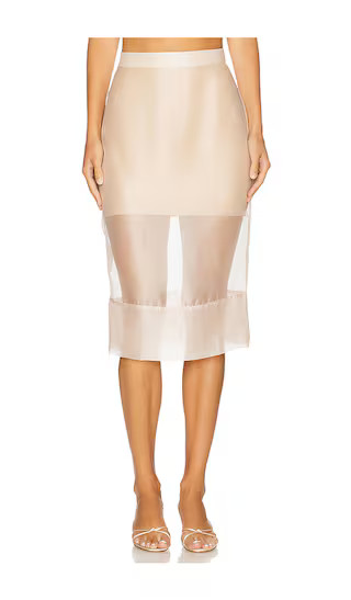 Kelsie Sheer Midi Skirt in Light Sand | Revolve Clothing (Global)