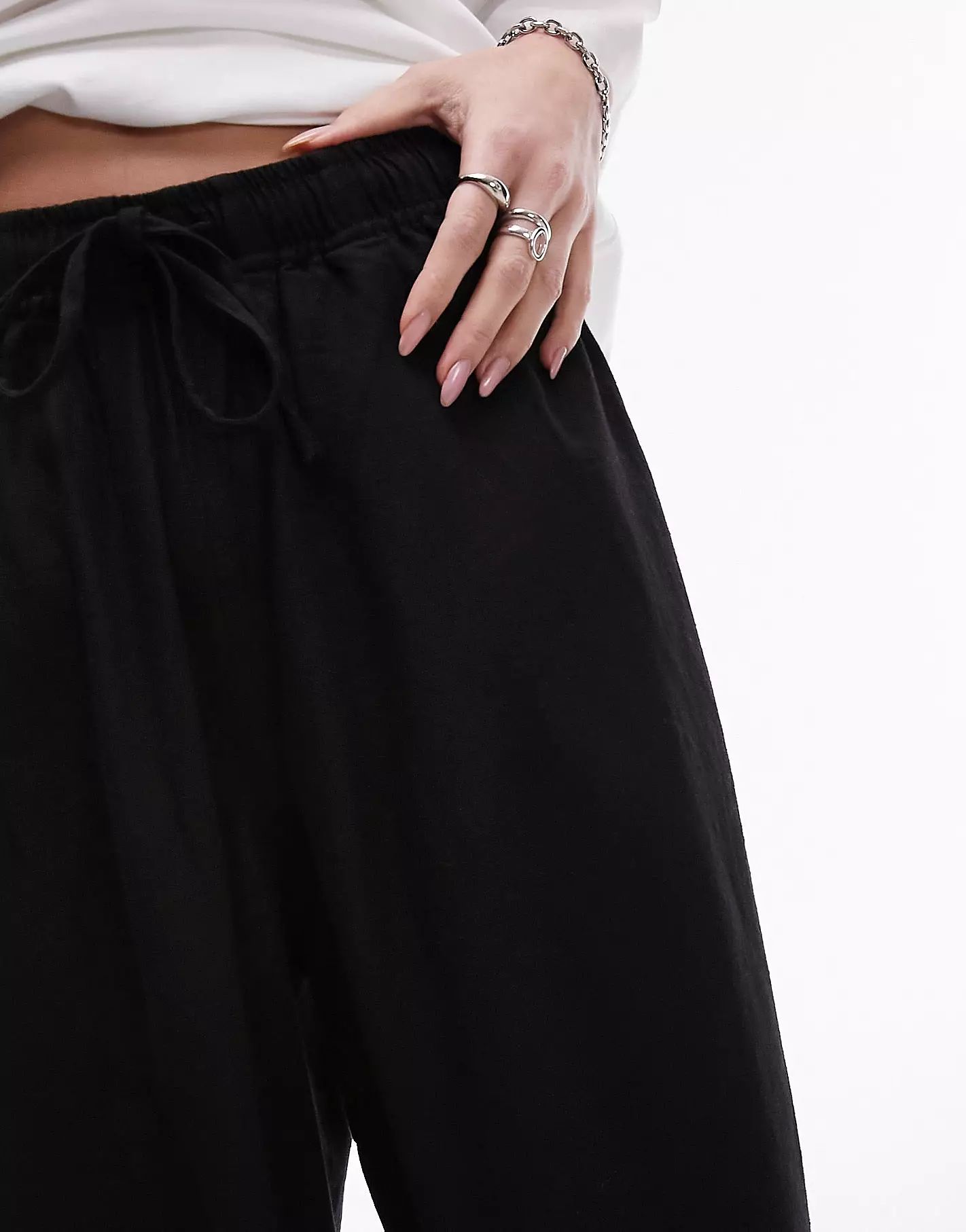 Topshop linen blend balloon trouser in black | ASOS | ASOS (Global)