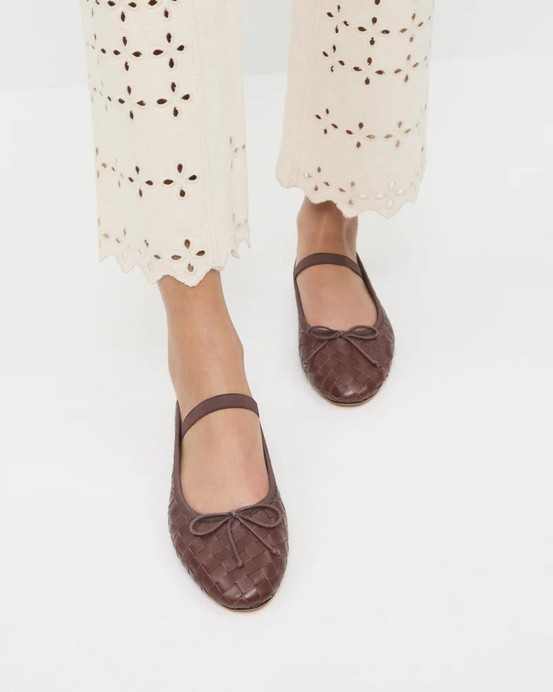 Leonie Espresso Woven Ballet Flat | Loeffler Randall