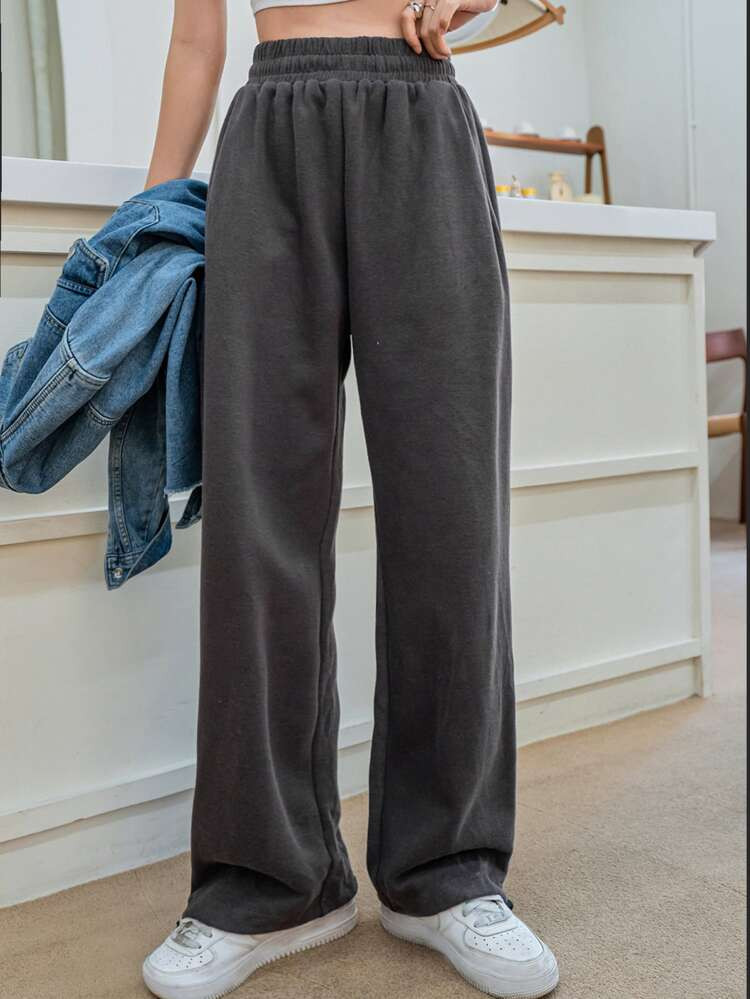 DAZY Elastic Waist Solid Sweatpants | SHEIN