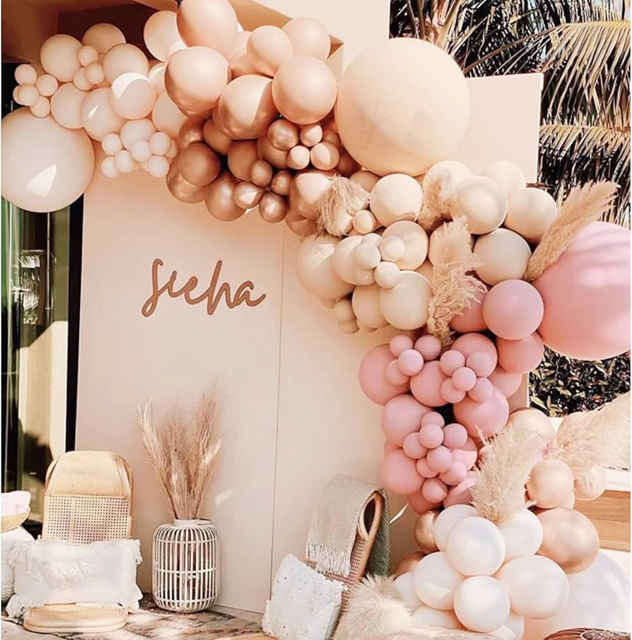 Boho Balloon Arch Kit 156pcs Dusty Rose Balloon Garland Double Stuffed Dusty Pink Nude Brown Crea... | Amazon (US)