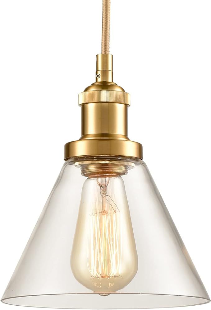 Modern Mini Pendant Lights Brass Glass Pendant Lighting for Kitchen Island | Amazon (US)