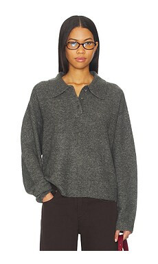 Lovers and Friends Ivy Polo Sweater in Charcoal from Revolve.com | Revolve Clothing (Global)