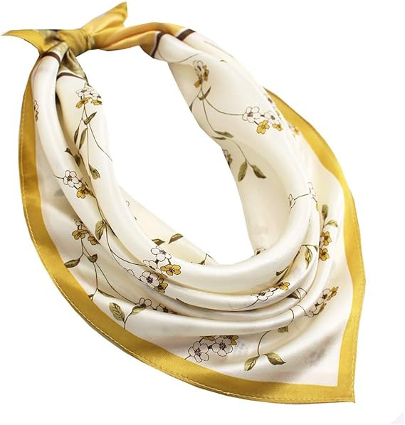 100% Pure Mulberry Silk Scarf -21” Lightweight Small Square Neckerchief – Breathable Digital ... | Amazon (US)