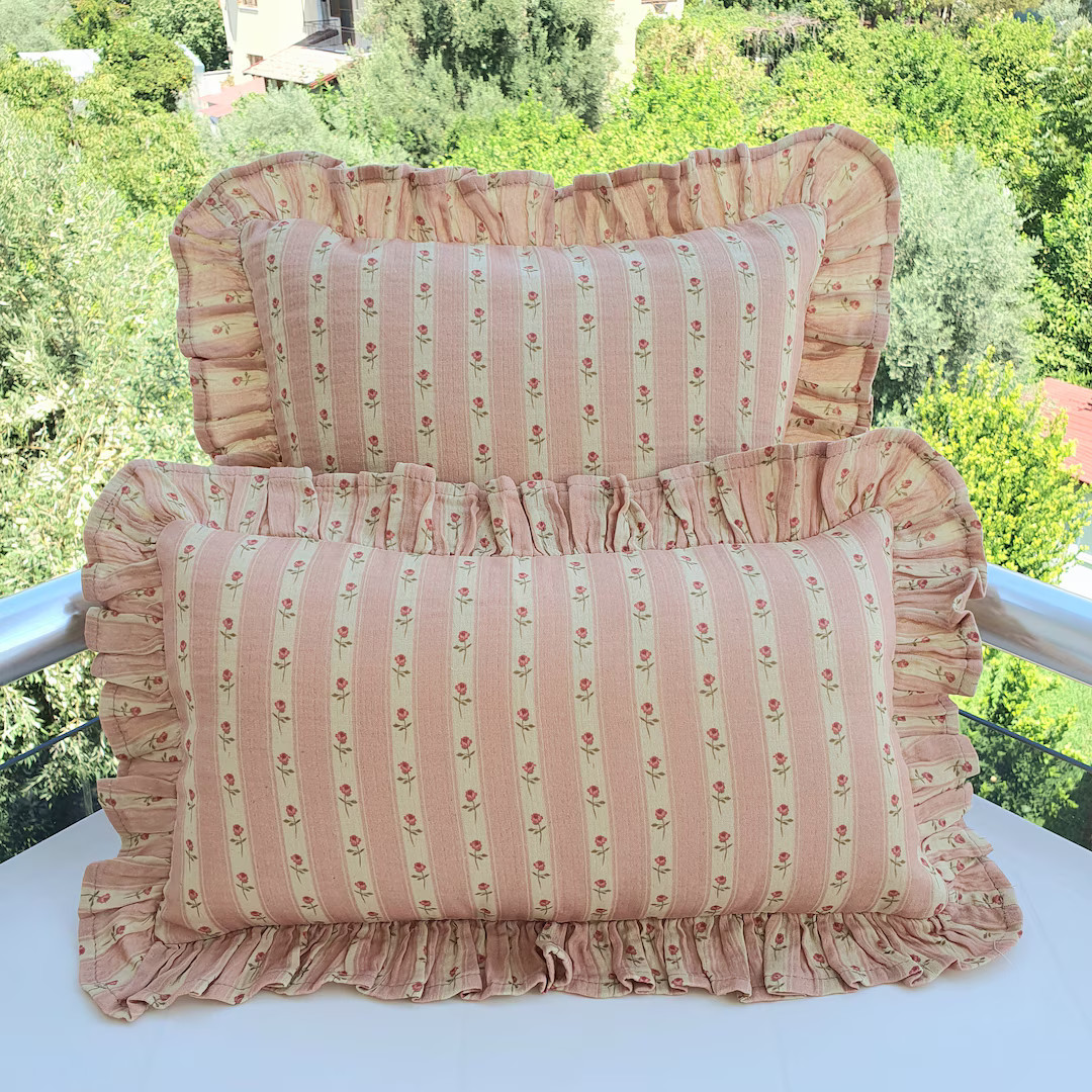 Soft Organic Ruffle Pillow - Muslin Frill Pillow - Soft Organic Cotton Gauze Pillow - Ruffle Pill... | Etsy (US)