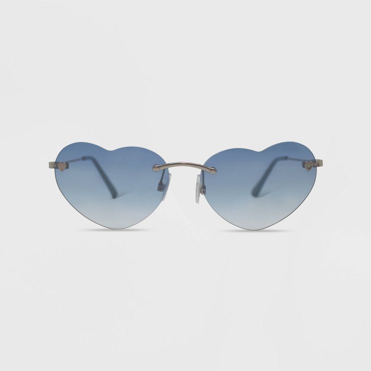 Women's Rimless Metal Heart Novelty Sunglasses - Wild Fable™ Blue | Target