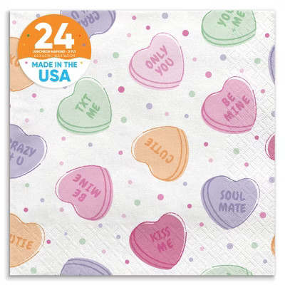Big Dot of Happiness Valentine Hearts Napkins, Galentine's & Valentine's Day Party Decor, White 3-Ply Paper Luncheon Dinner Napkins - 24 Count | Target