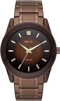 Relic by Fossil Men's Rylan Three-Hand Brown Stainless Steel Bracelet Watch (Model: ZR77312) | Amazon (US)