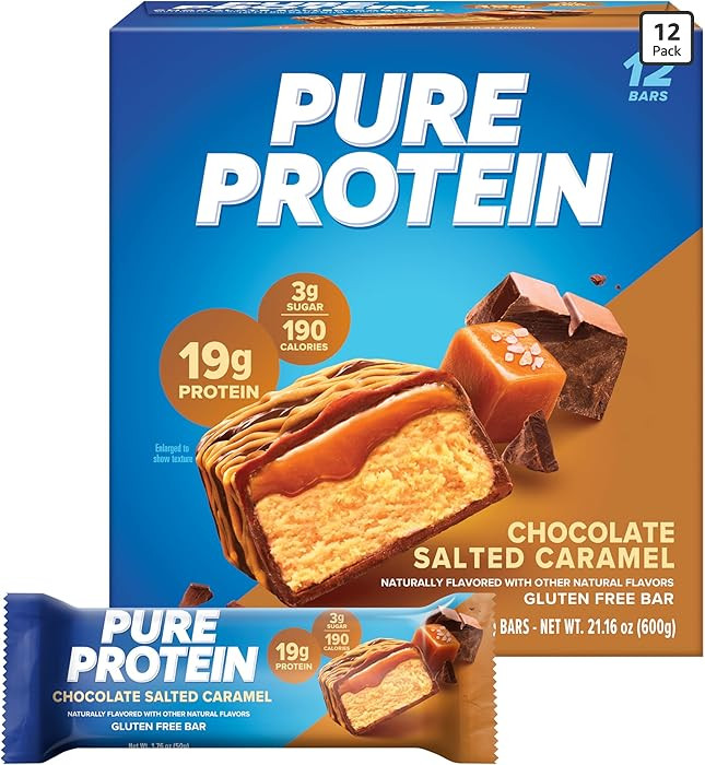Pure Protein Chocolate Salted Caramel Protein Bars – 20g Protein, 3g Sugar, 190 Calories (12 co... | Amazon (US)